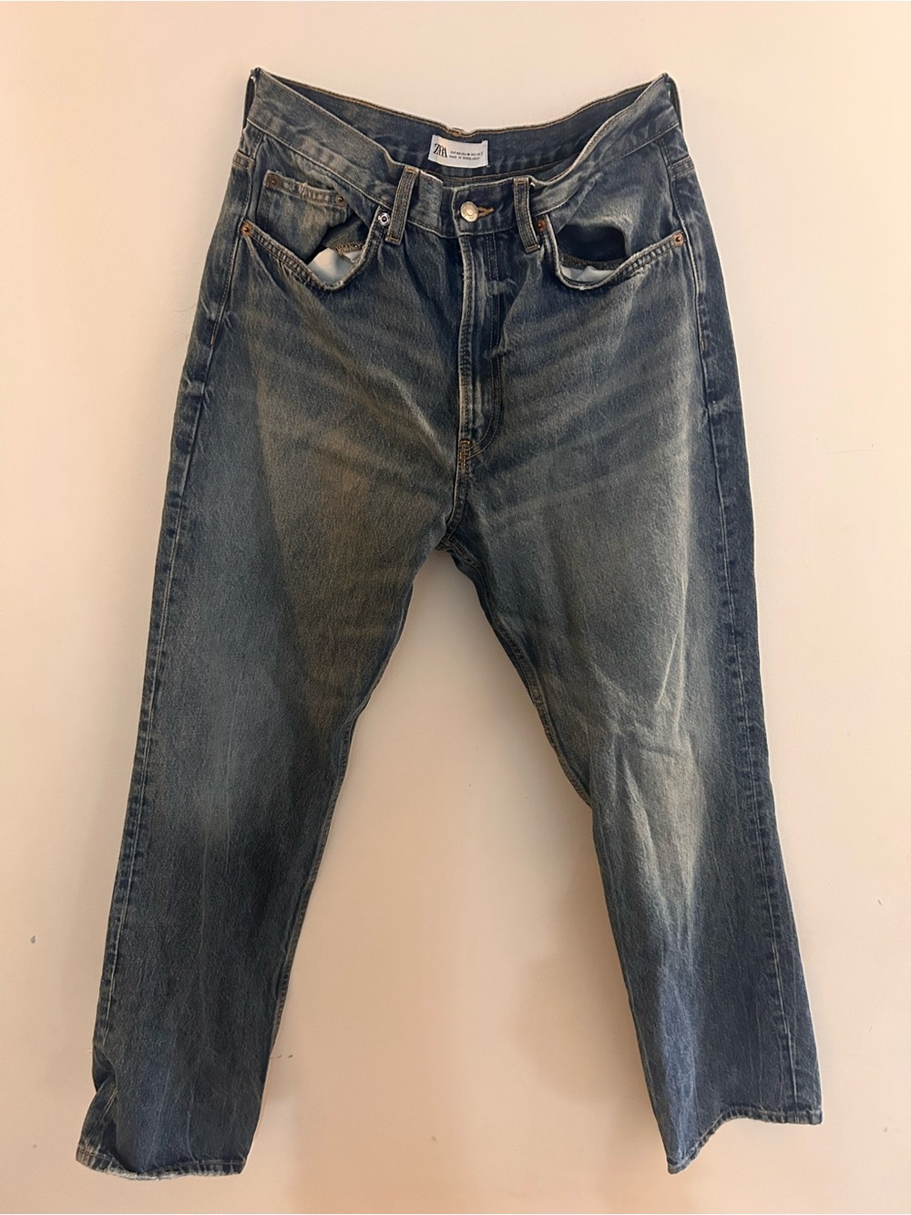 Womens Washed Blue Denim Jeans